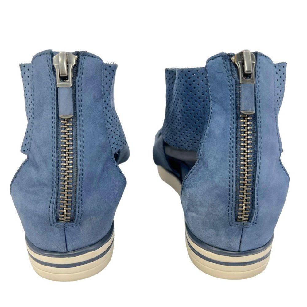 Eileen Fisher Blue Perforated Wedge Sandals - Picture 9 of 10